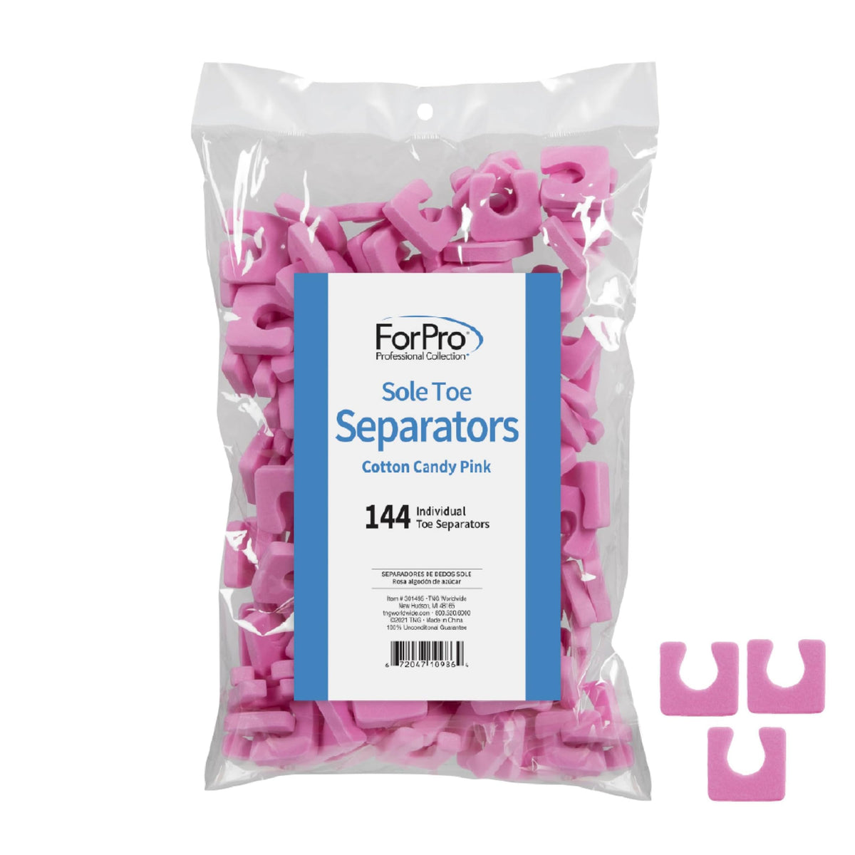 ForPro Sole Toe separator in cotton candy pink, one inch wide, for comfortable toe spacing