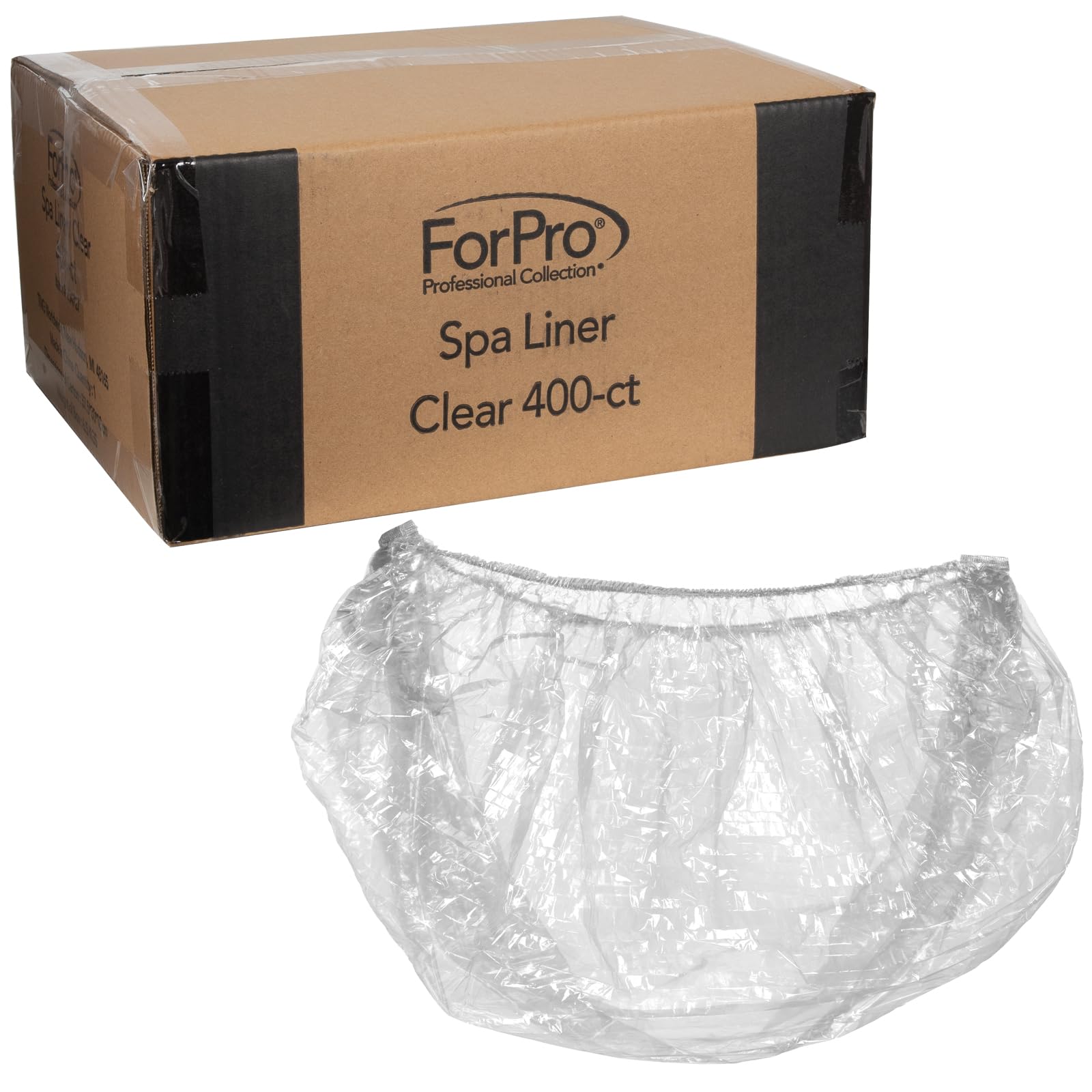 ForPro Professional Collection spa liner, clear and 400-count, ideal for sanitary spa service.