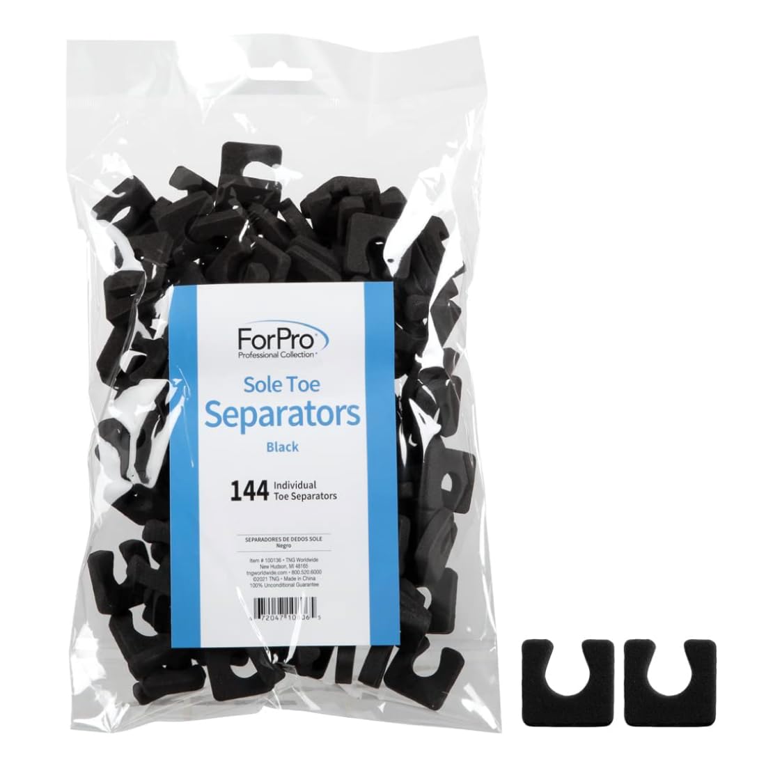 ForPro Sole Toe Separators in black foam for a premium pedicure experience