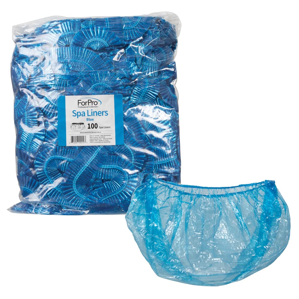 ForPro blue spa liners fit pedicure tubs for a clean session.