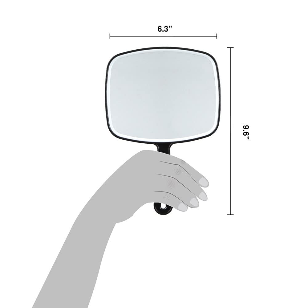 ForPro Square Hand Mirror Black Frame shows a sturdy square face for daily use.