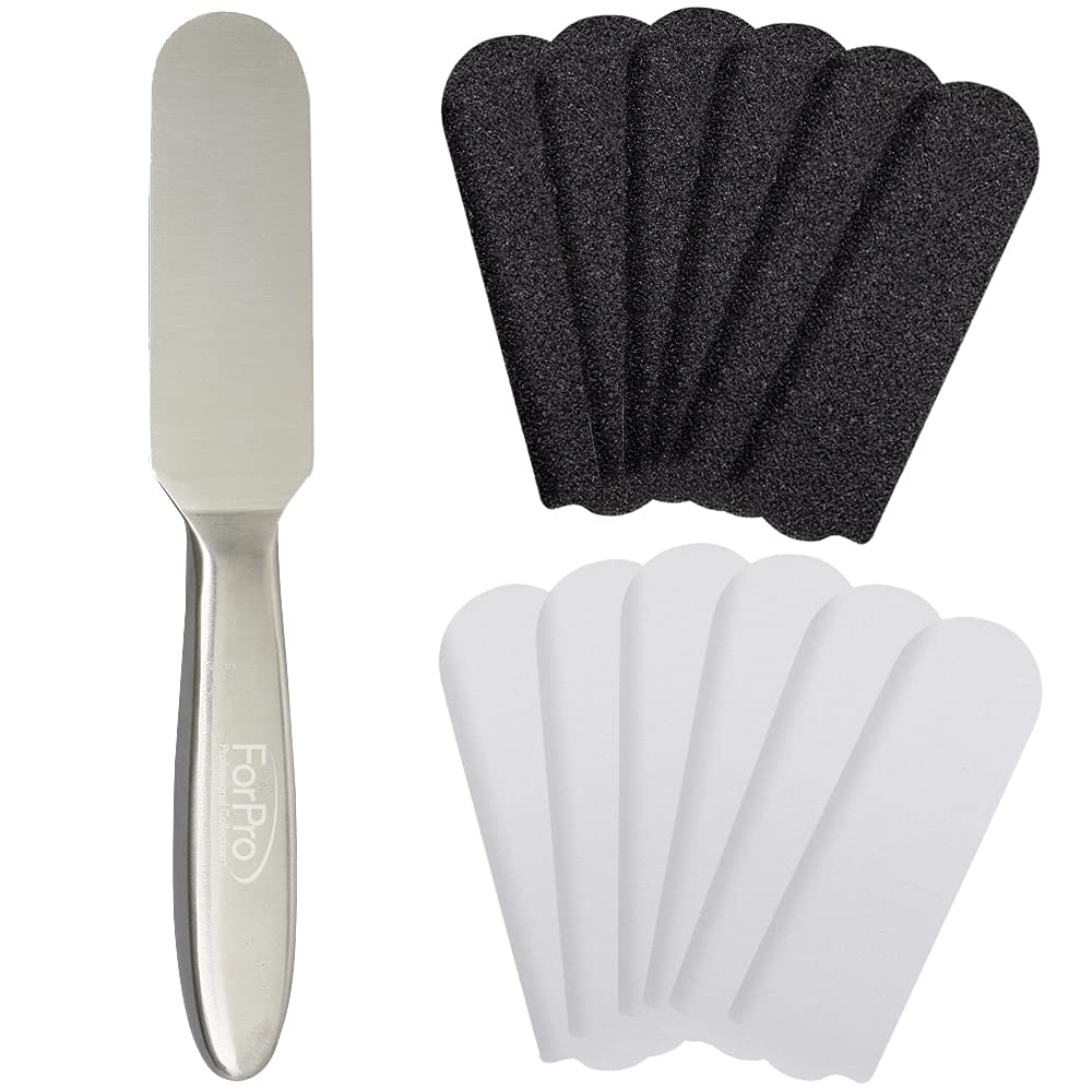 Closeup of the stainless steel pedicure file handle for ergonomic use