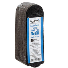 ForPro stainless steel pedi file refill in black with 80 grit smooths dry heels
