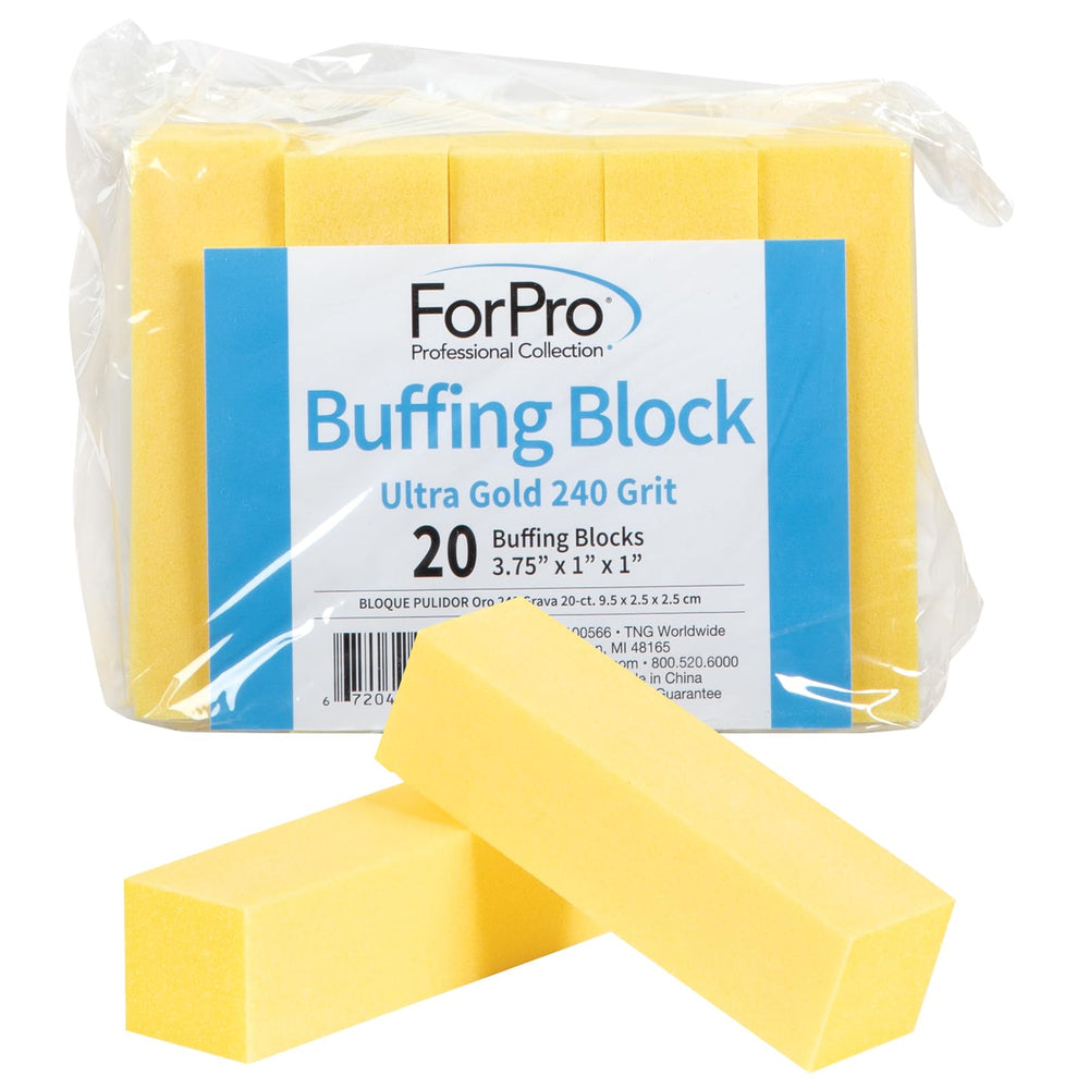 ForPro Ultra Gold Buffing Block front view for safe nail buffing and prep.