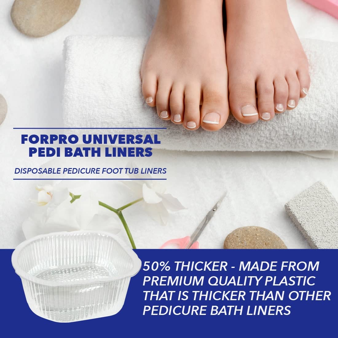 ForPro universal pedi bath liner 100-count pack simplifies stocking and disposal