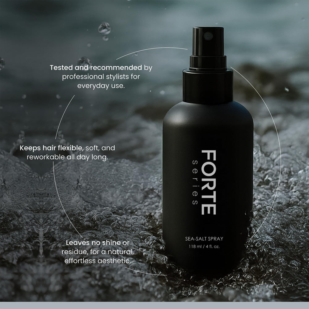 Forte Series Sea-Salt Spray used on dry hair to add volume.