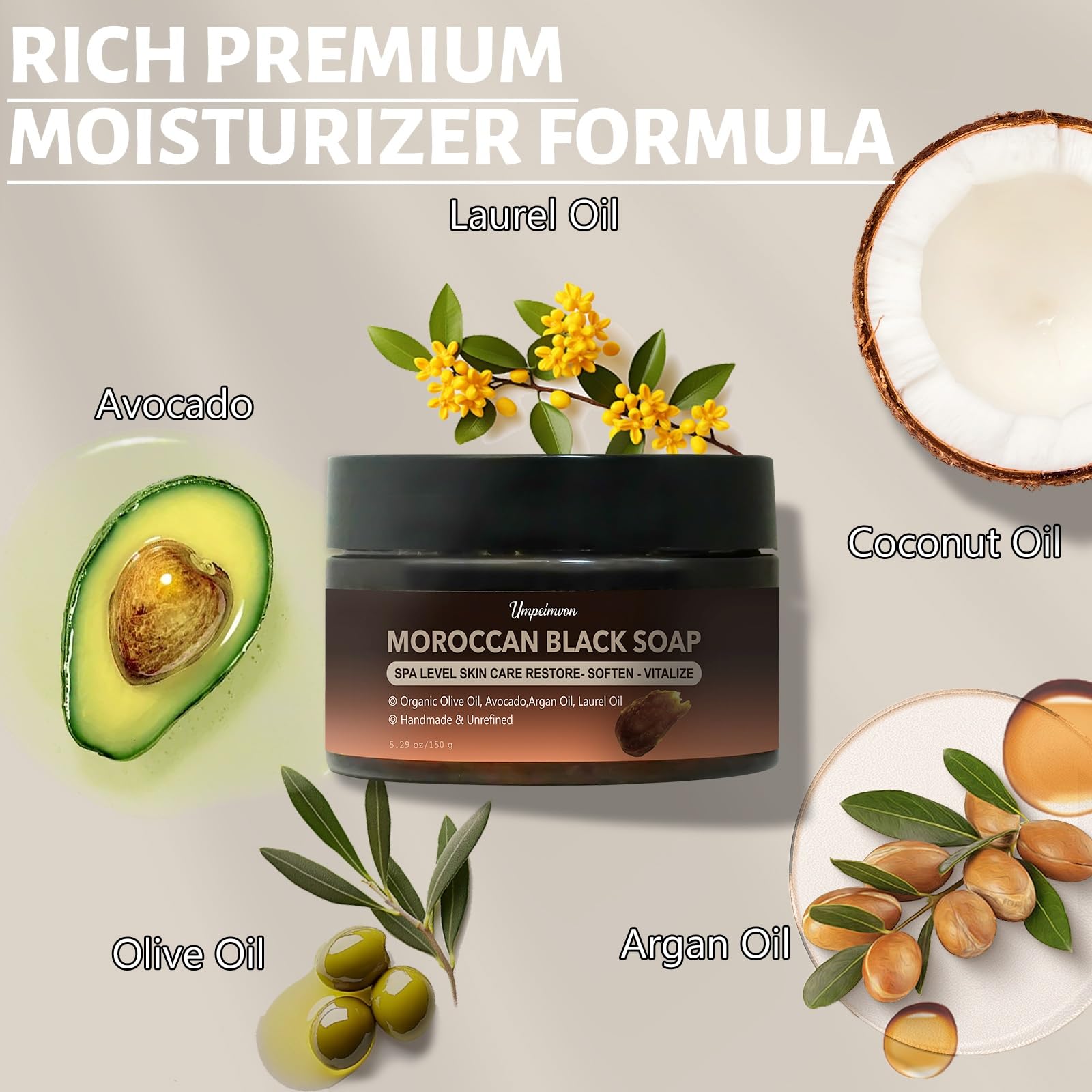 Forvirness Jabón Negro Marroquí, ingredientes clave, aceites naturales