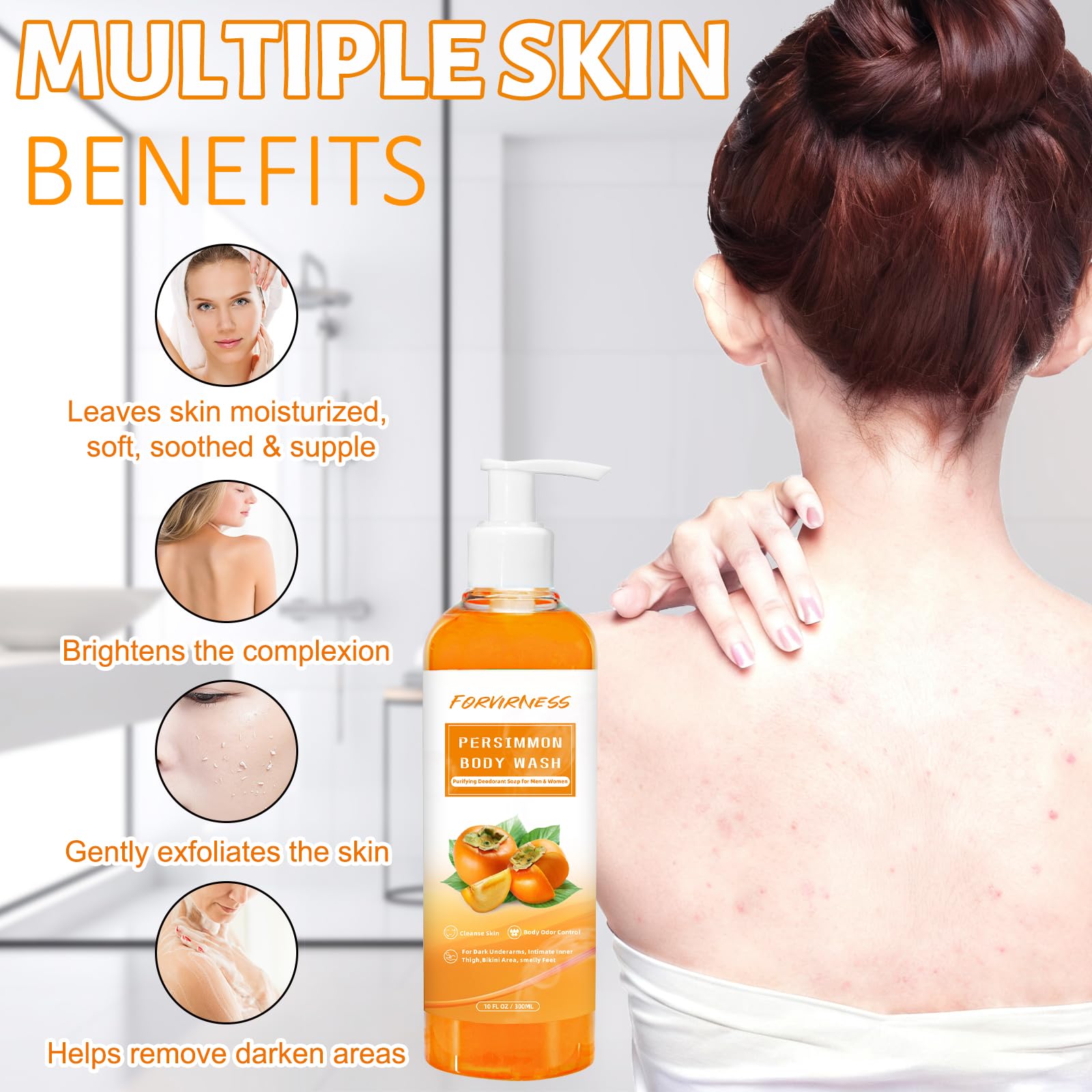 forvirness Persimmon frasco de 300 ml, tamaño práctico para uso diario.