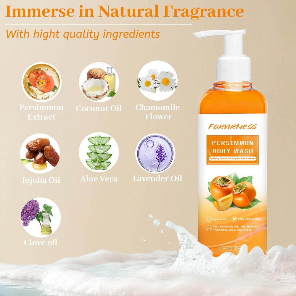 forvirness Persimmon jabón líquido espumoso, espuma suave para limpieza diaria.