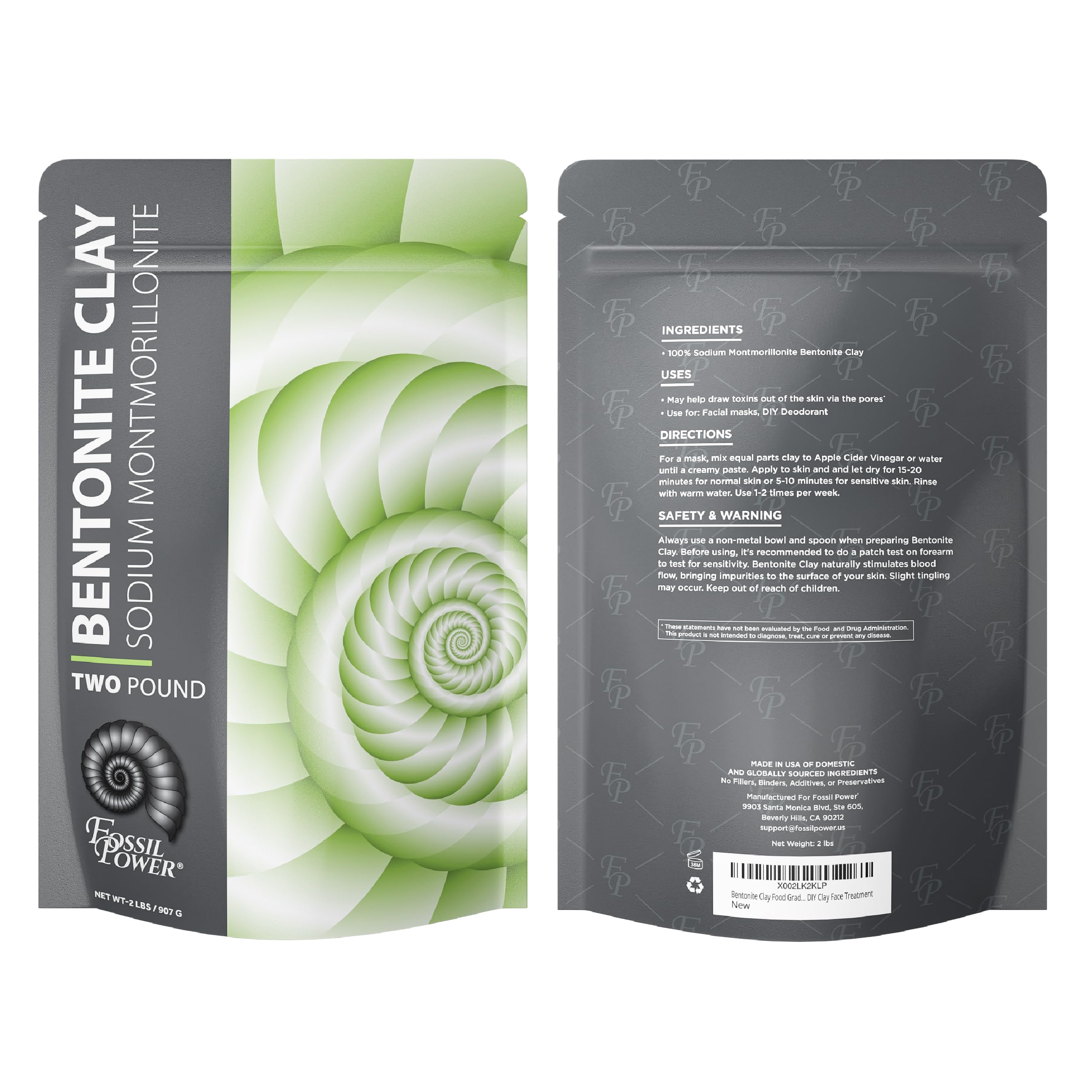 FOSSIL POWER Bentonite, cierre hermetico y sellado, conservar polvo sin humedad.