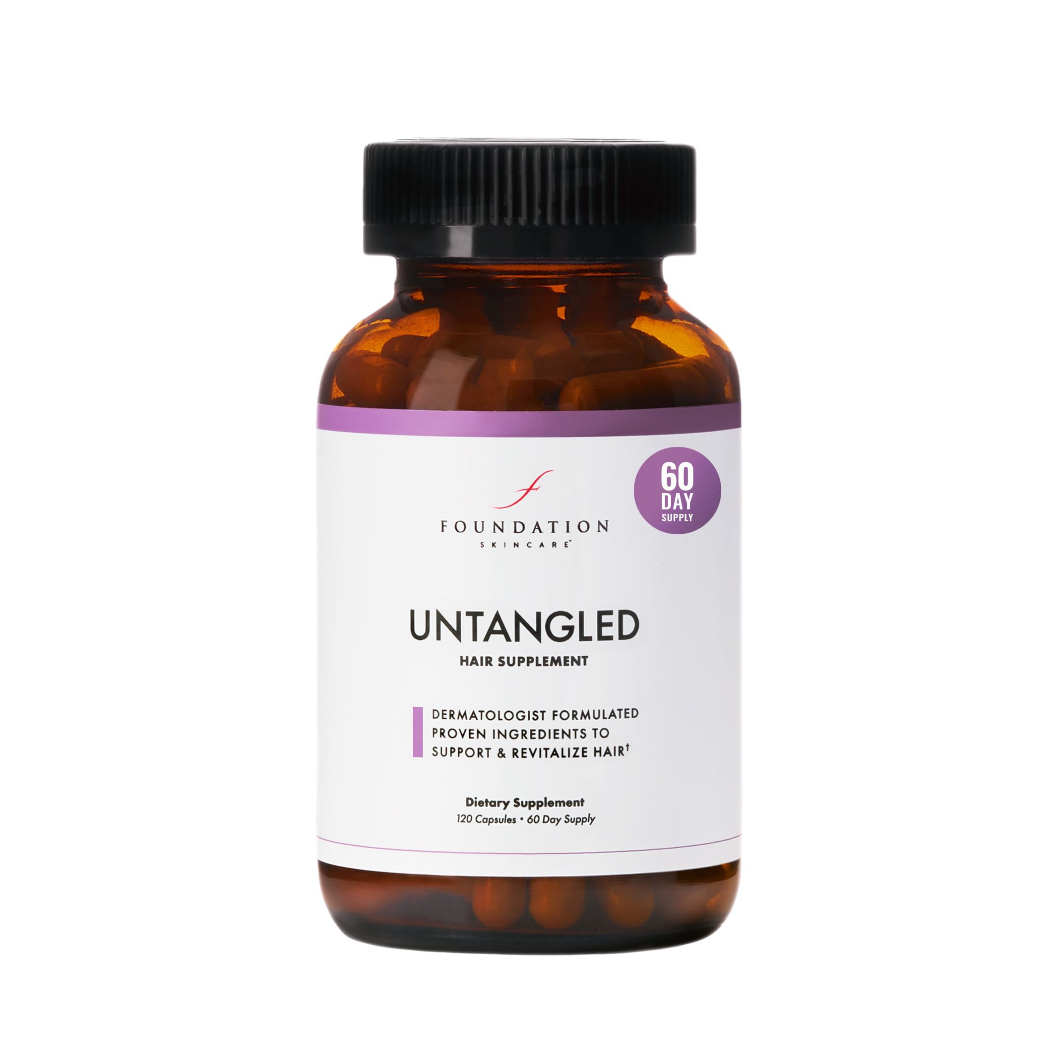 Foundation Skincare UnTangled Hair Vitamins bottle for daily hair support.