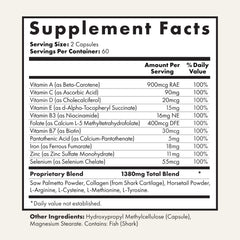 Capsules in a clear Foundation Skincare container for easy daily nourishment.