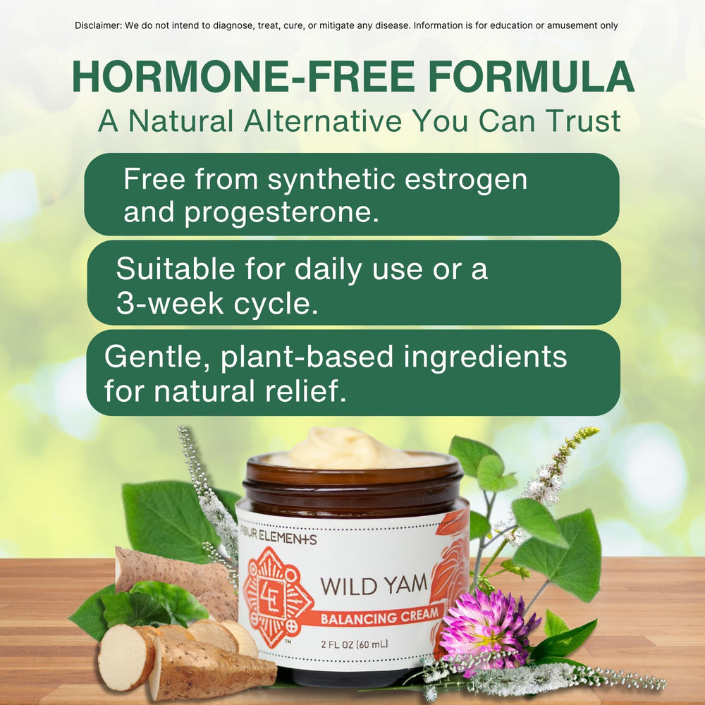 Four Elements 4E Wild Yam Cream on skin demonstrates soothing texture and hydration.