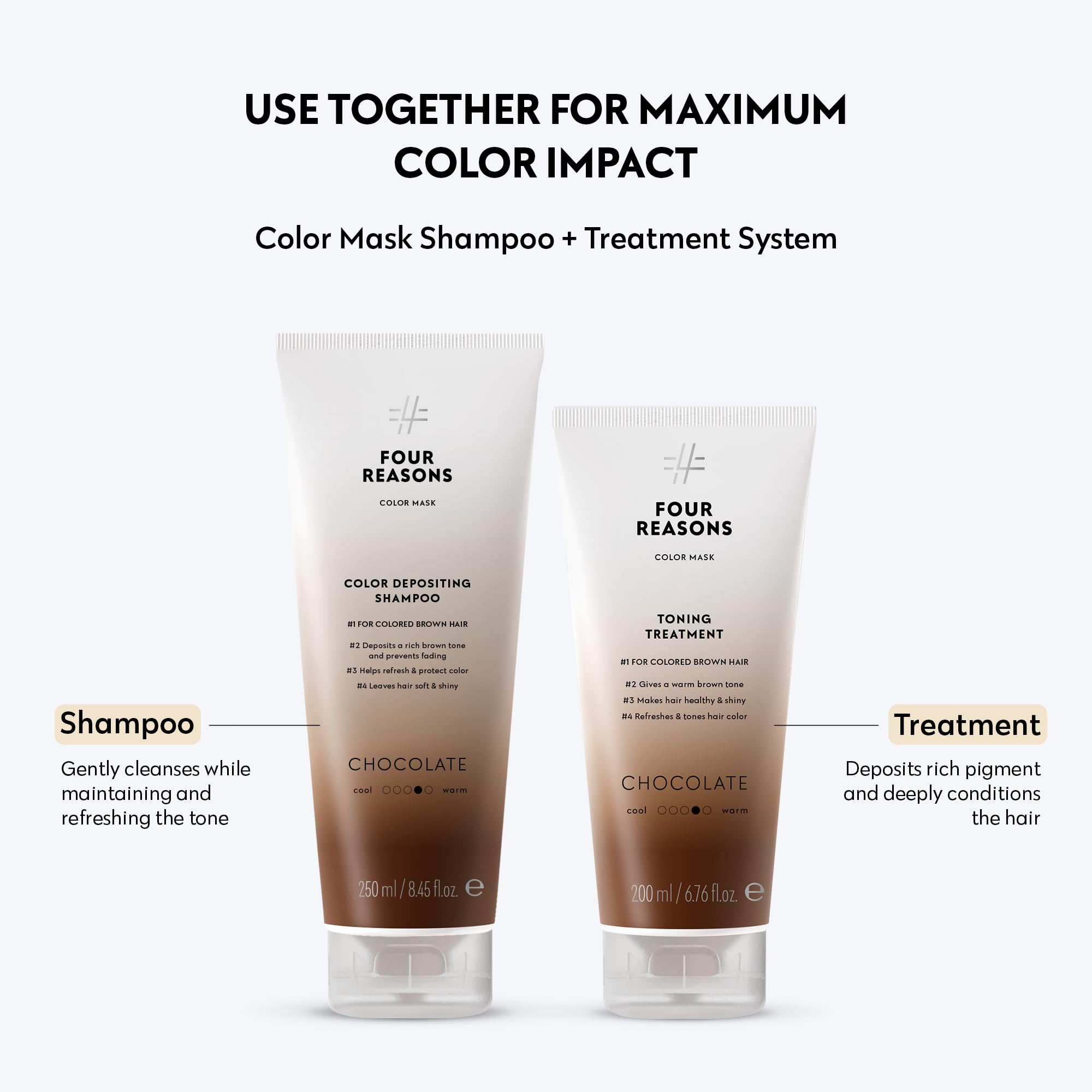 FOUR REASONS Color Mask Chocolate bathroom-refresh finish ideal for between-salon upkeep.