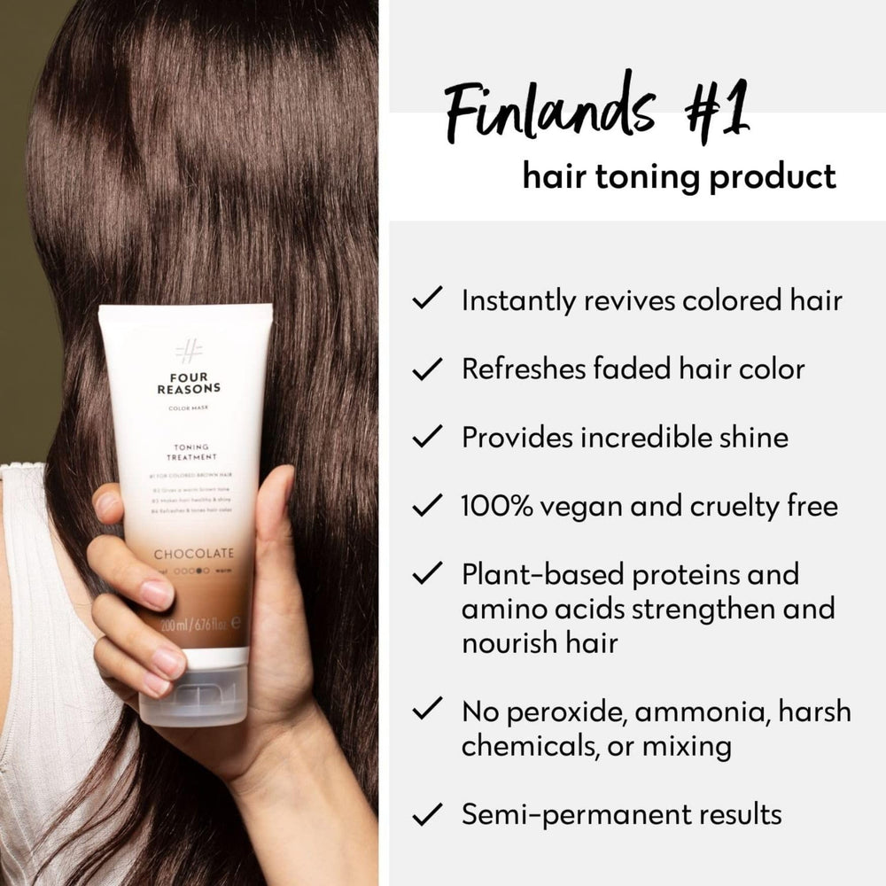 FOUR REASONS Color Mask Chocolate five-to-ten minutes waiting time for nourished color.