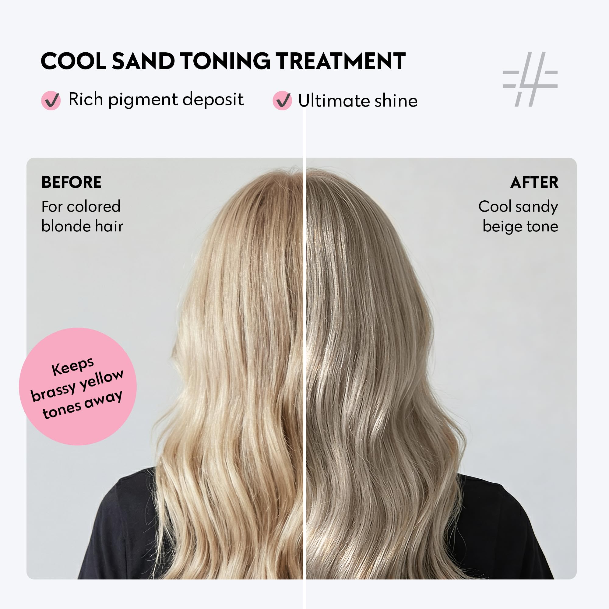 Four Reasons Color Mask cool sand blonde swatch closeup shows pigment deposit for a beachy, icy blonde.