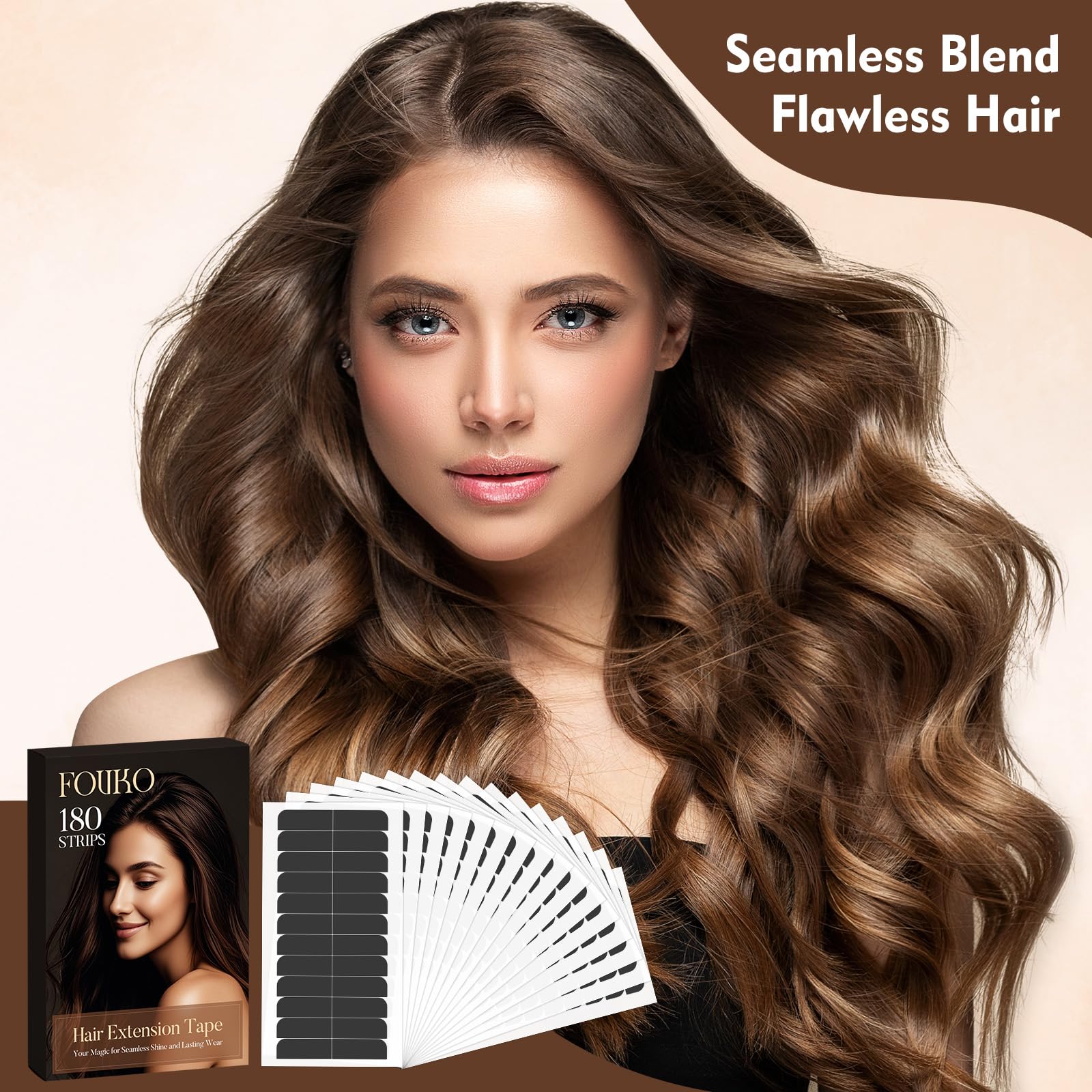 180-piece double-sided tape pack suitable for extensions and wigs.