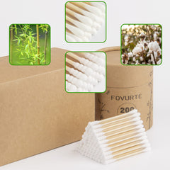 FOVURTE bamboo cotton swabs with round tips for gentle cleaning