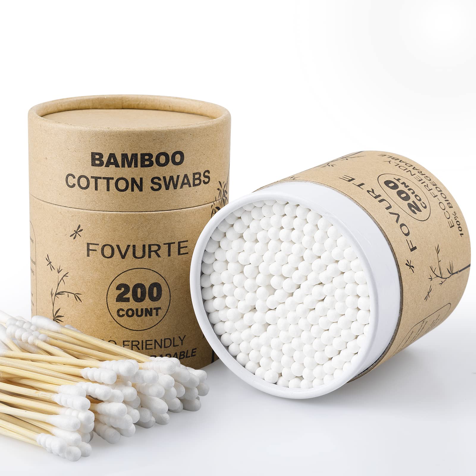FOVURTE bamboo cotton swabs with spiral tips for precise makeup application