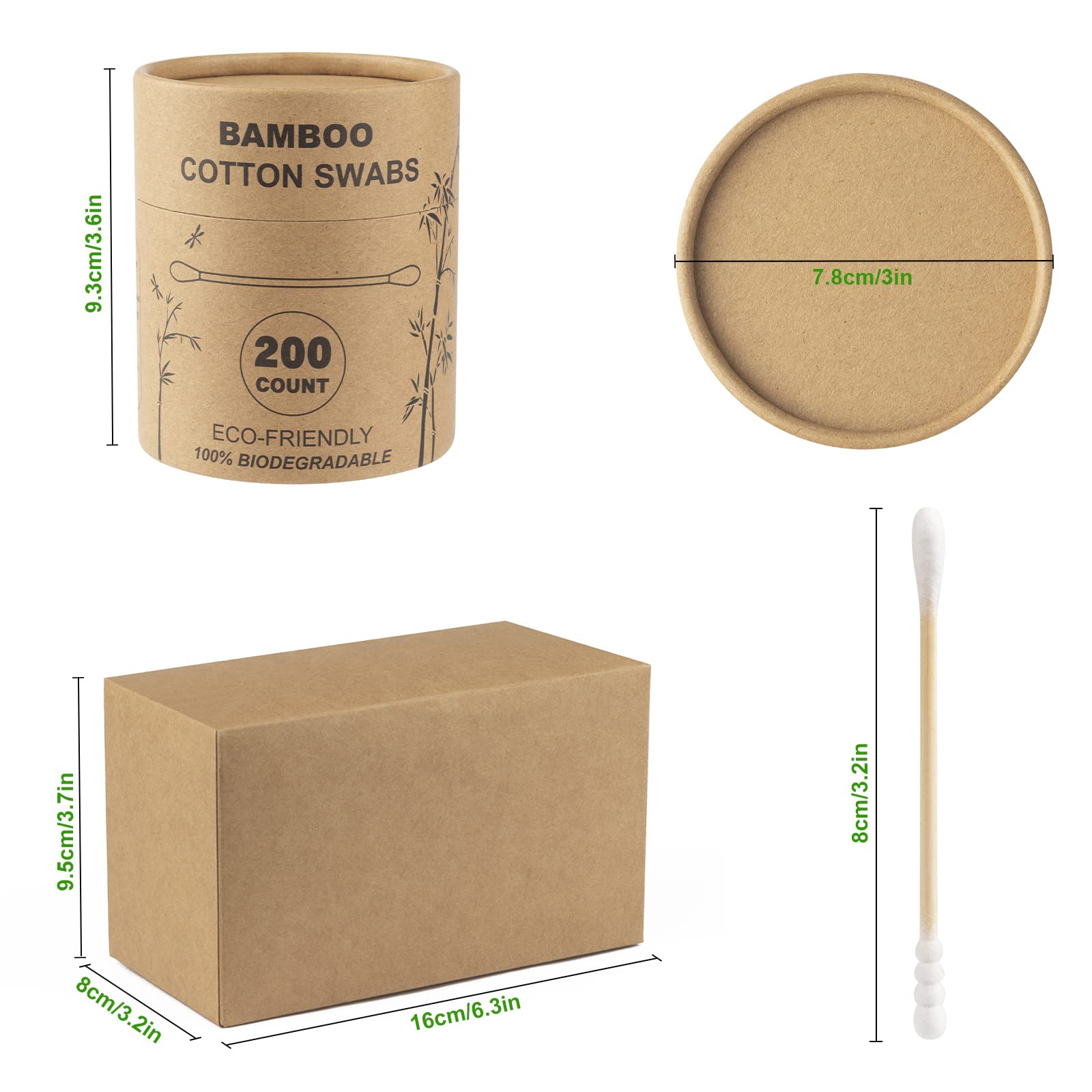 FOVURTE natural materials dye-free bamboo swabs for eco-friendly use