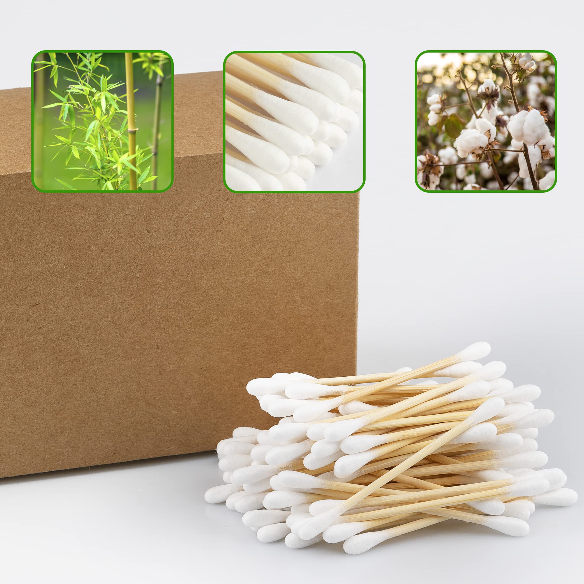 FOVURTE organic cotton swabs with round tips ideal for makeup and detail work.