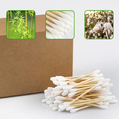 FOVURTE organic cotton swabs with round tips ideal for makeup and detail work.