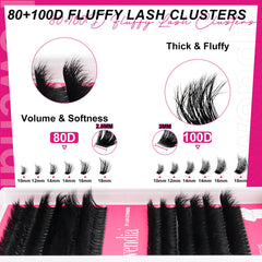 Fowendia lash clusters kit fluffy 100D for fuller daytime glamour