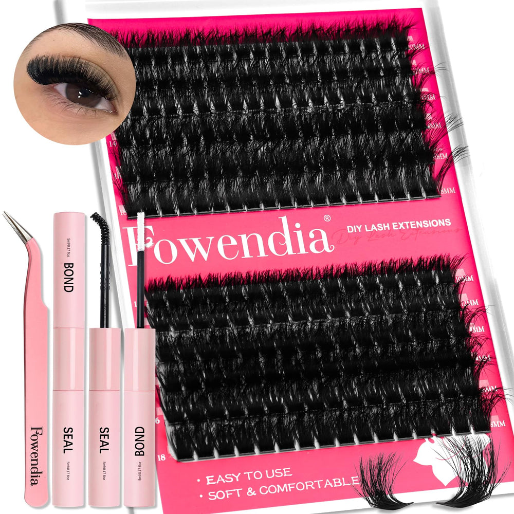 Fowendia lash clusters kit fluffy 80D for natural, wispy lashes at home