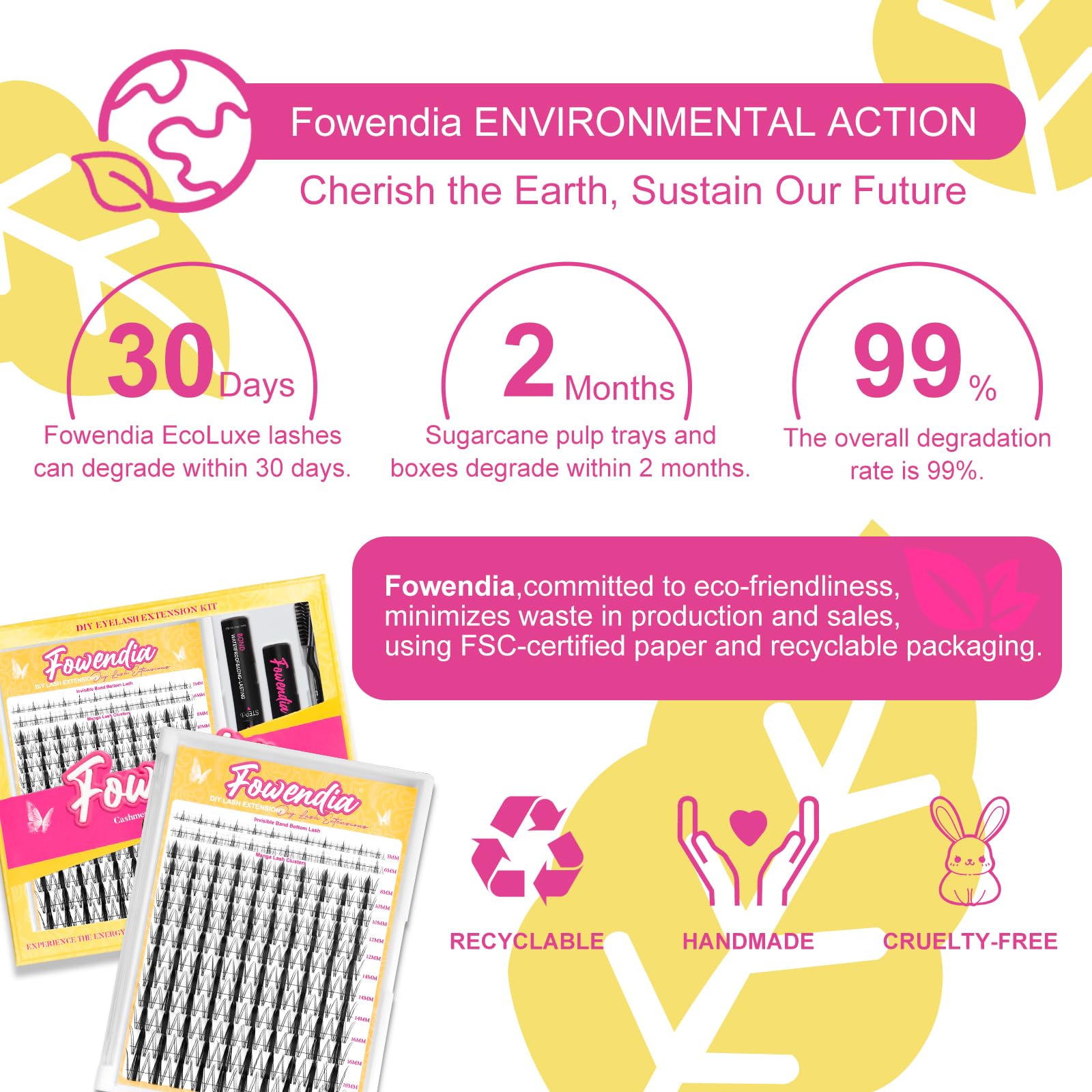 Fowendia reusable cluster lashes designed for proper care
