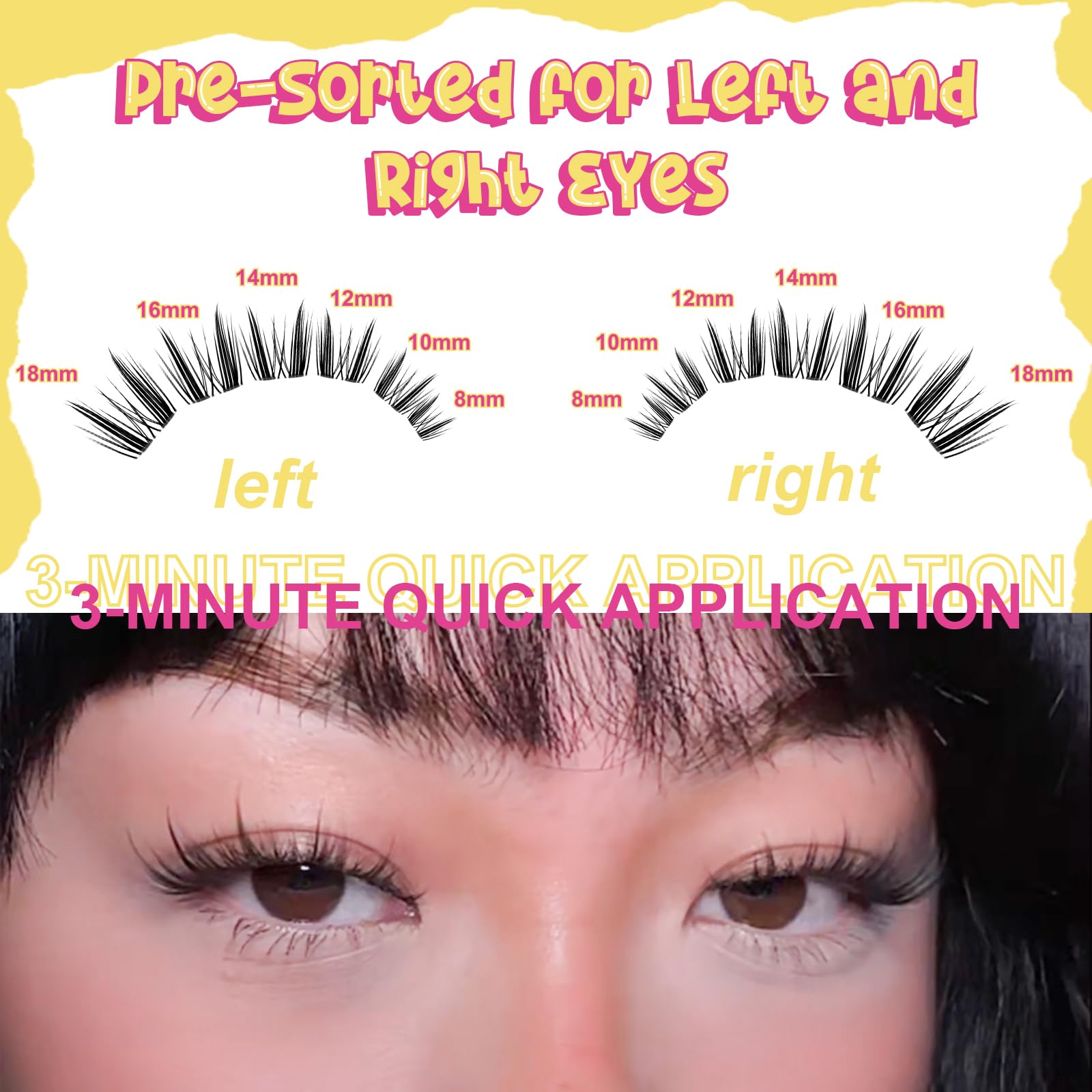 Fowendia Wispy Lash Clusters Freya-8-18mm profile highlights lightweight comfort for all-day wear.