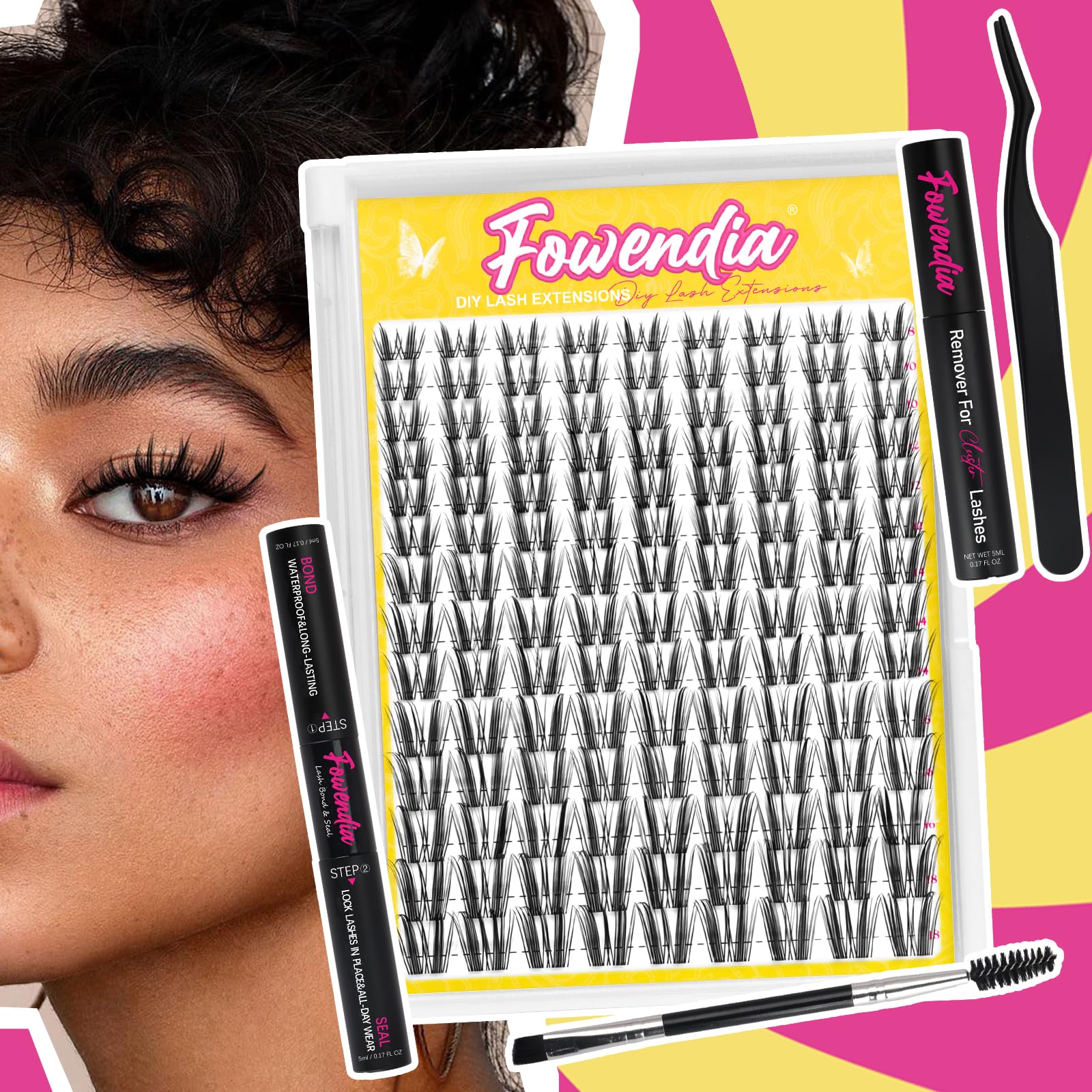 Fowendia wispy spikes effect enhances a natural eye frame.