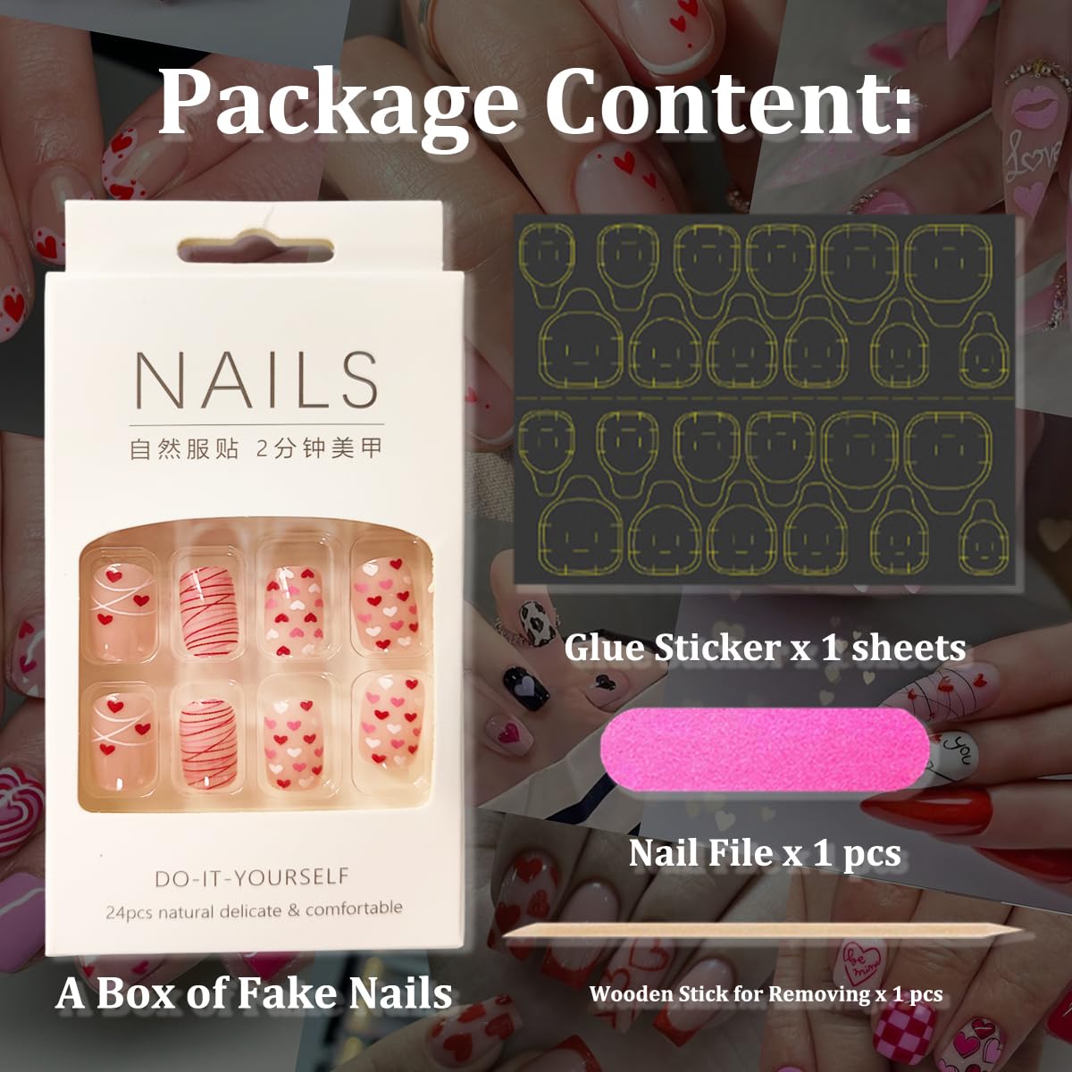 Foweso jelly glue plus nails enables easy at-home application.