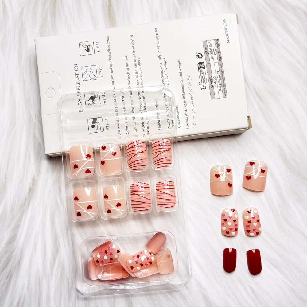 Foweso short square nails 24pcs for party-ready look at home.
