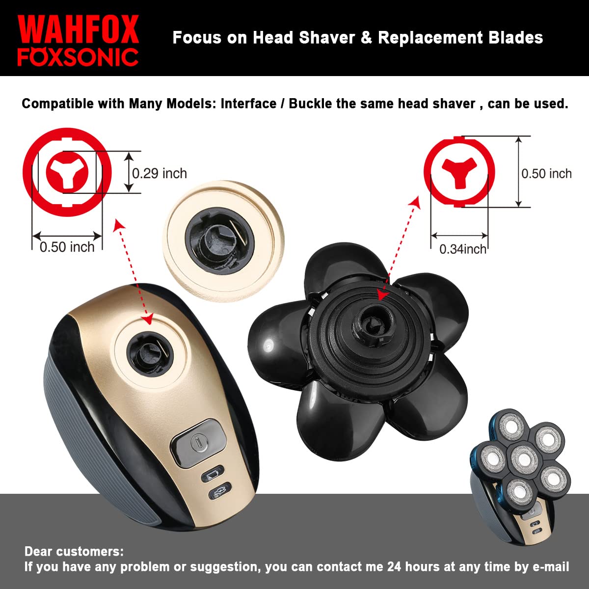 FOXSONIC 6-blade head compatibility and universal interface supports many models