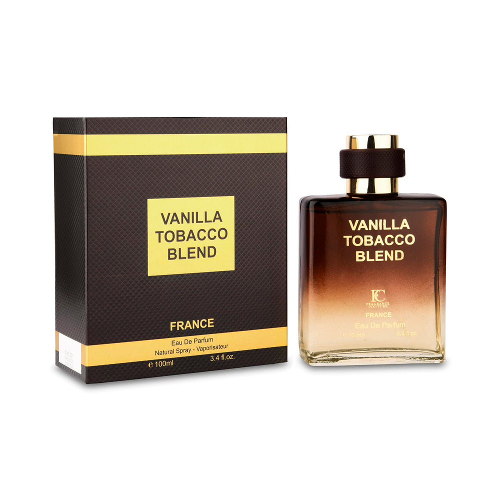 Fragrance Couture Vanilla Tobacco Blend bottle offers warm, versatile aroma for daily wear.