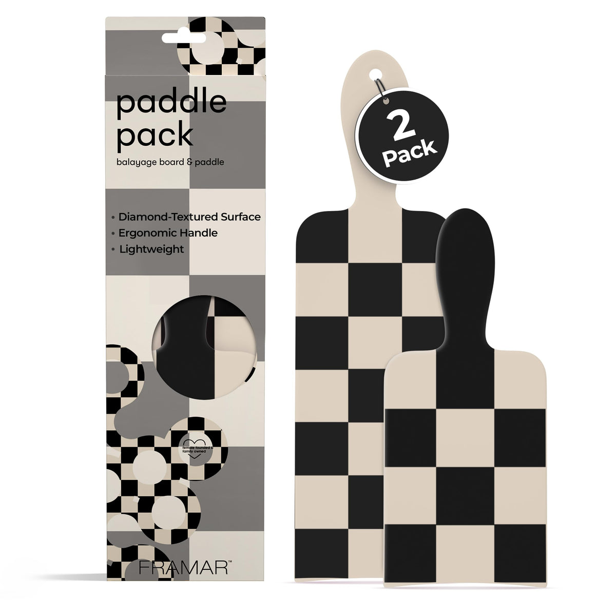 FRAMAR checkered balayage board in cream aids precise color placement for highlights.