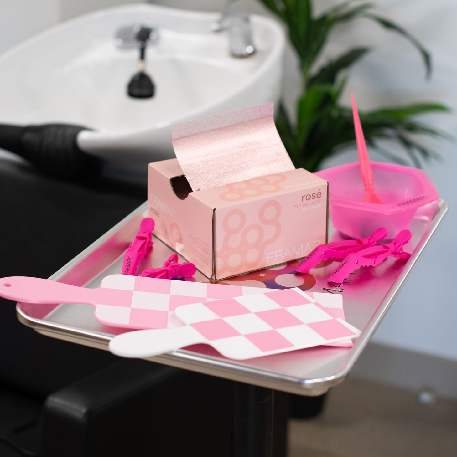 FRAMAR two-pack checkered balayage boards pink-white for versatile highlight setups