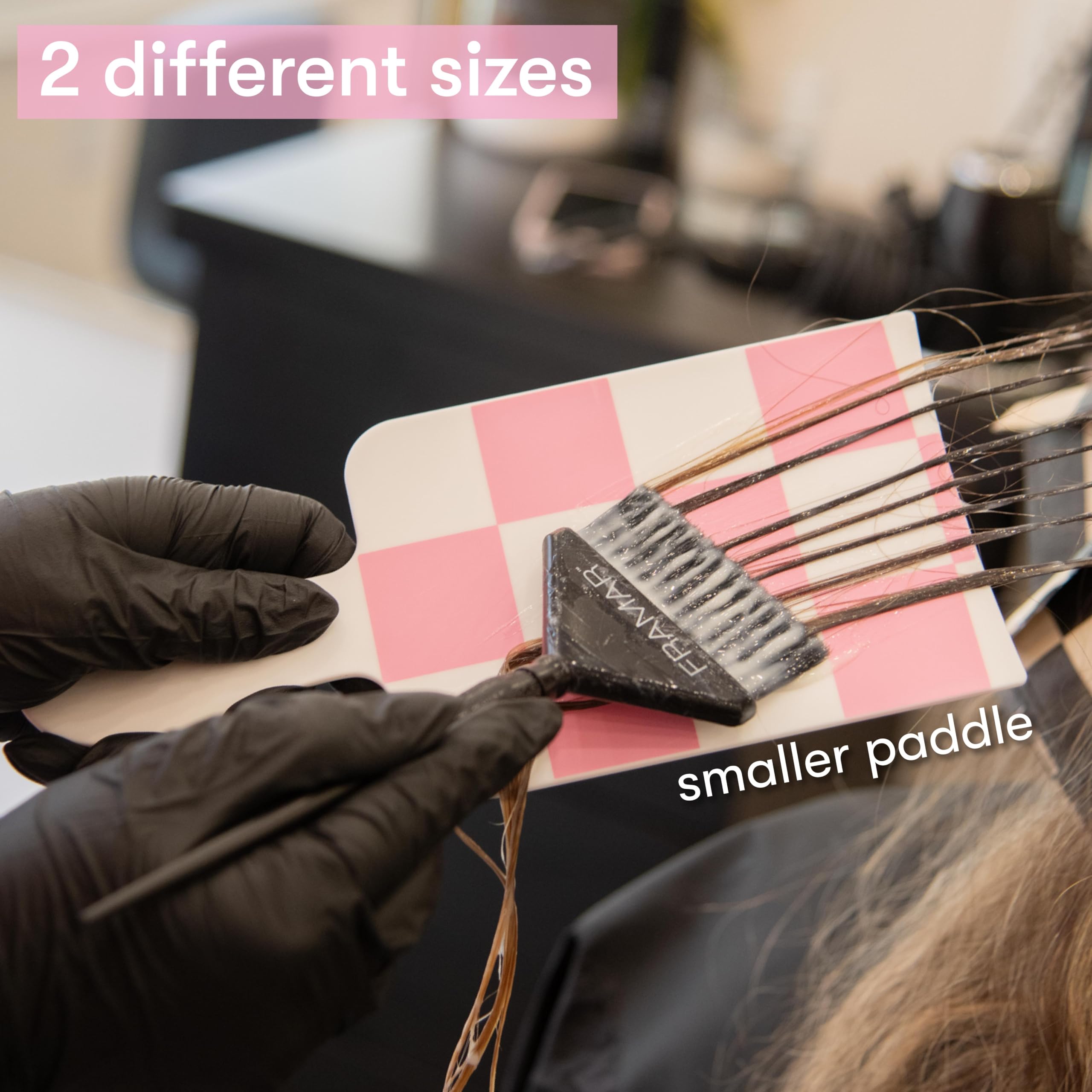 FRAMAR checkered balayage board integrated handle white enhances maneuverability for precise sections
