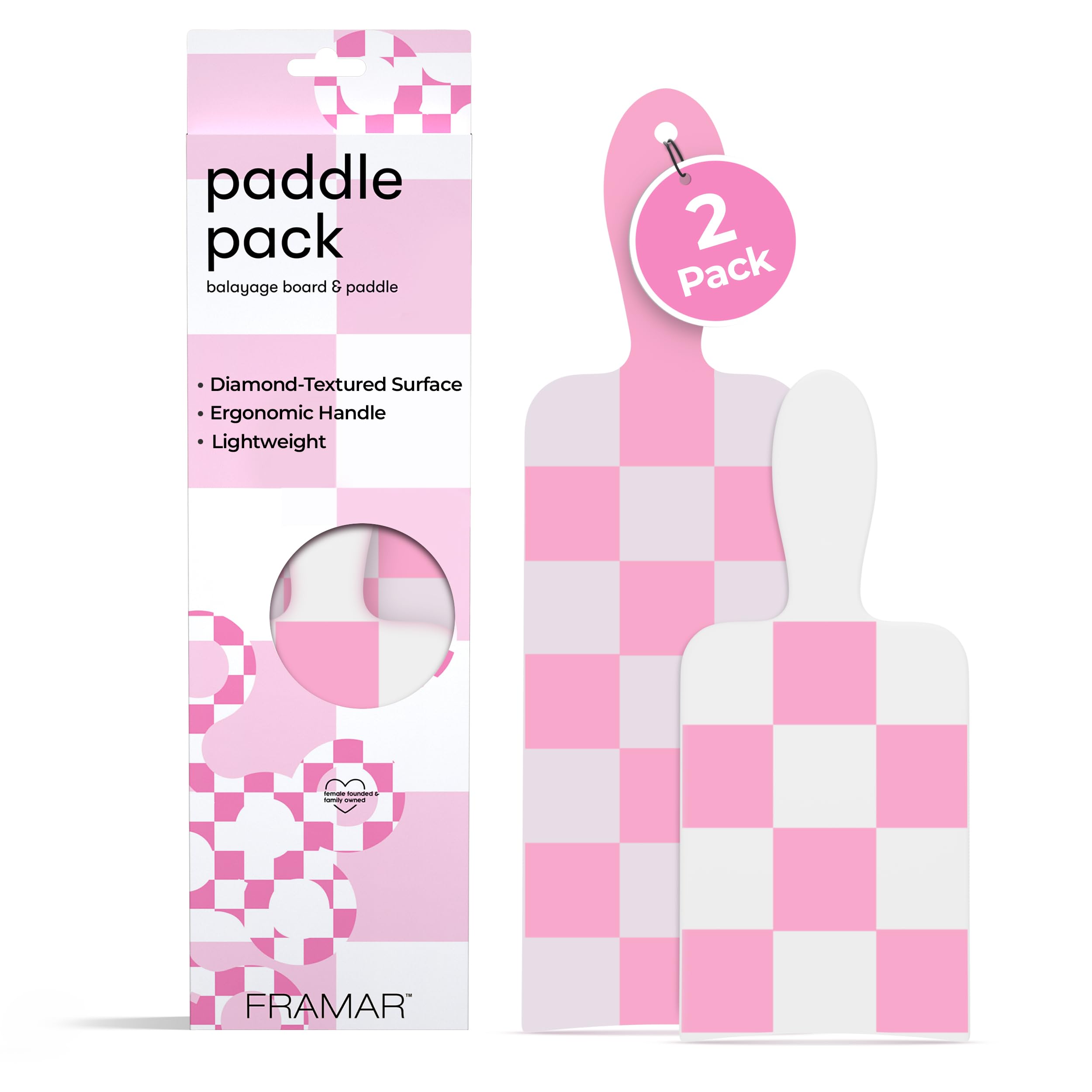 FRAMAR checkered balayage board paddle pink for precise color placement on large sections