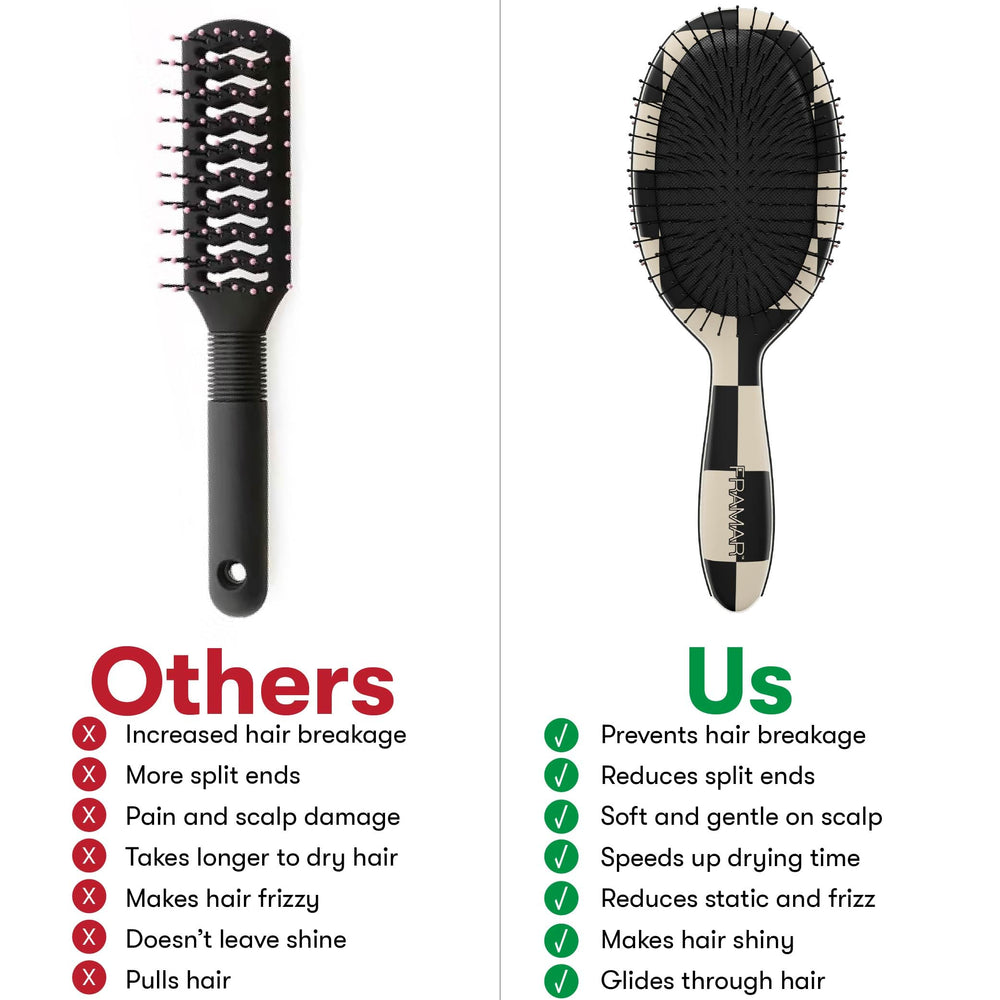 FRAMAR Checkered Brush is kid-friendly for tear-free brushing.