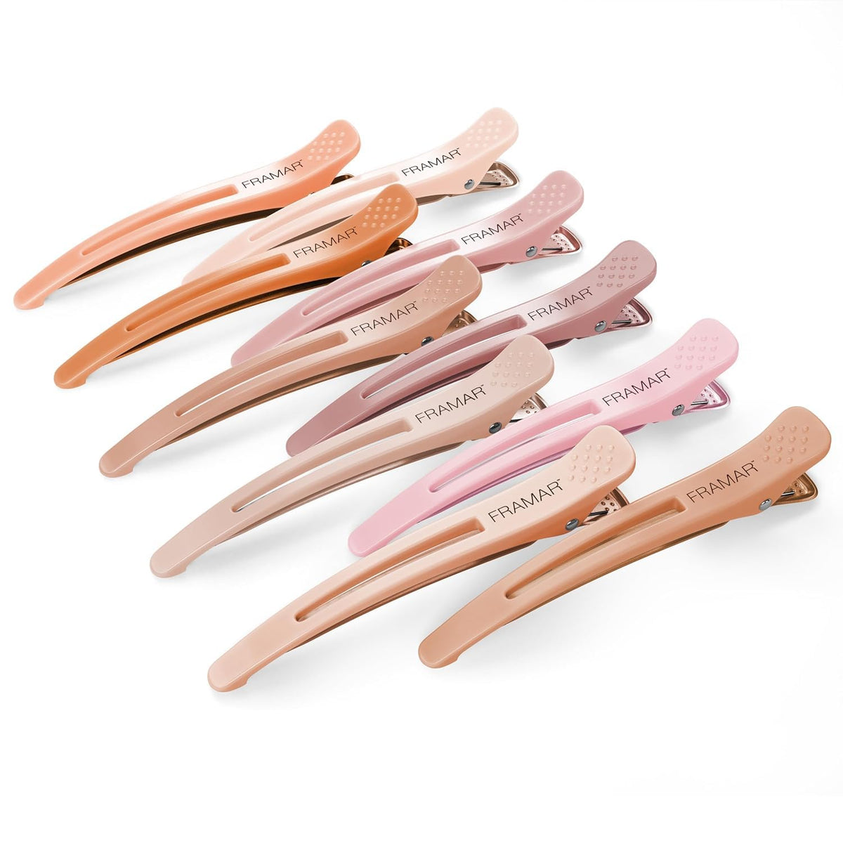Framar clips de seccion neutral pack 10, ideados para dividir mechones sin dejar marcas.