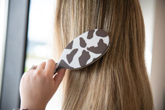 FRAMAR Cow Print Brush bristles close-up for gentle knot removal