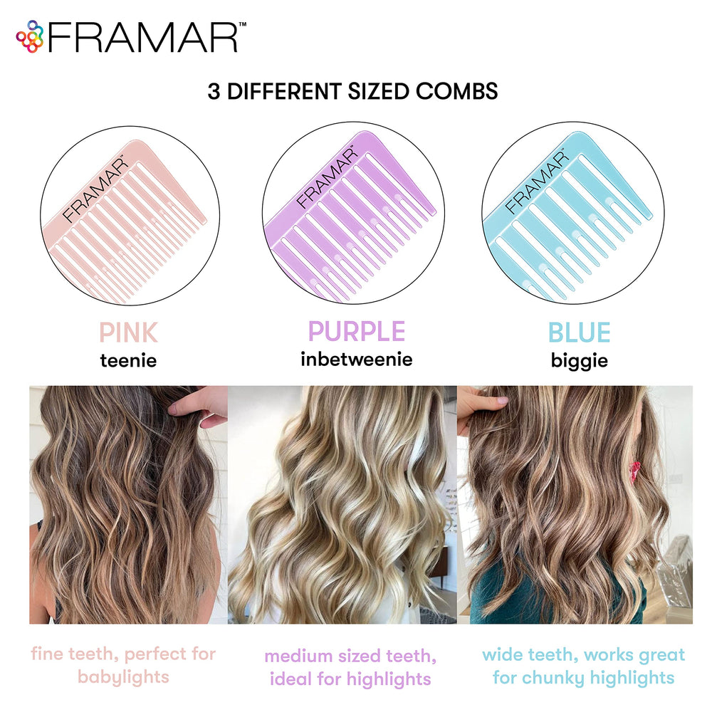 FRAMAR Dreamweaver pastel purple highlight combs aiding even foiling