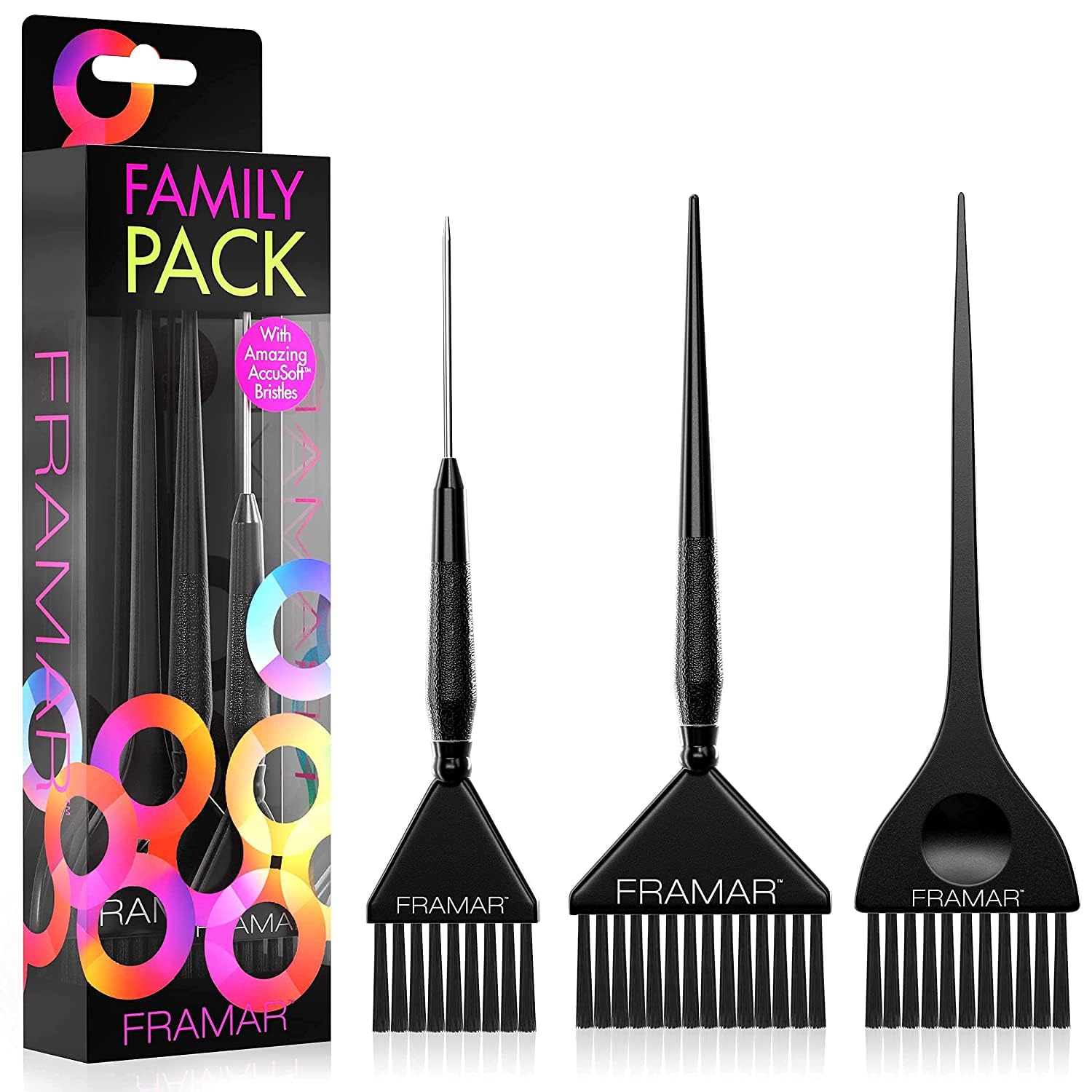 Framar Family Hair Color Brush Set wide brush for root touch-ups and balayage precision.