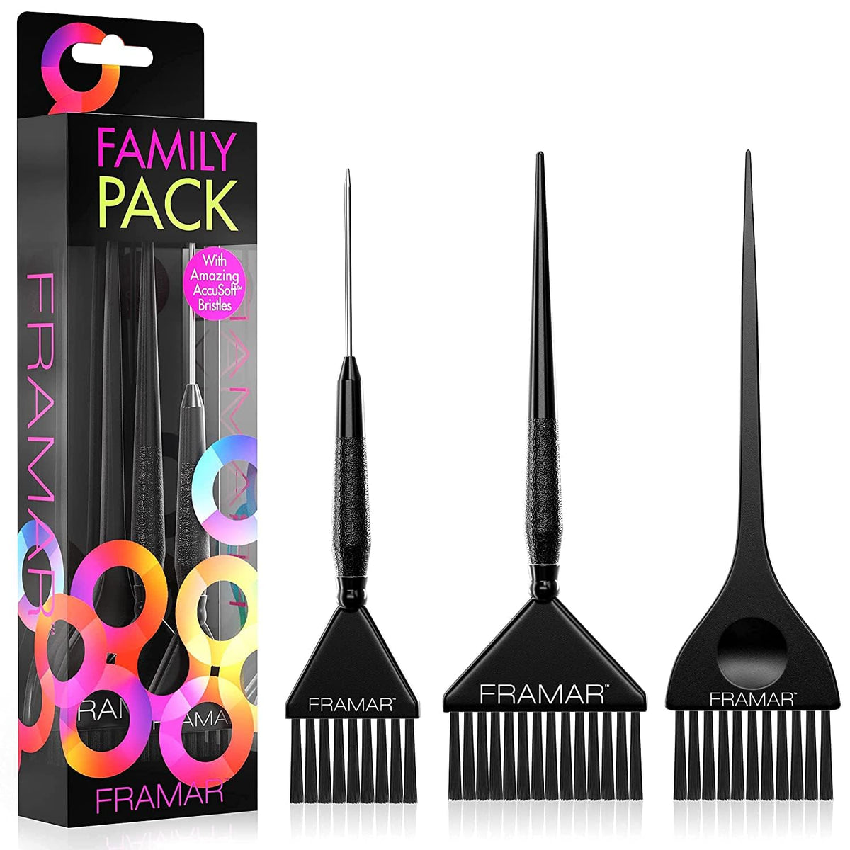 Framar Family Hair Color Brush Set wide brush for root touch-ups and balayage precision.