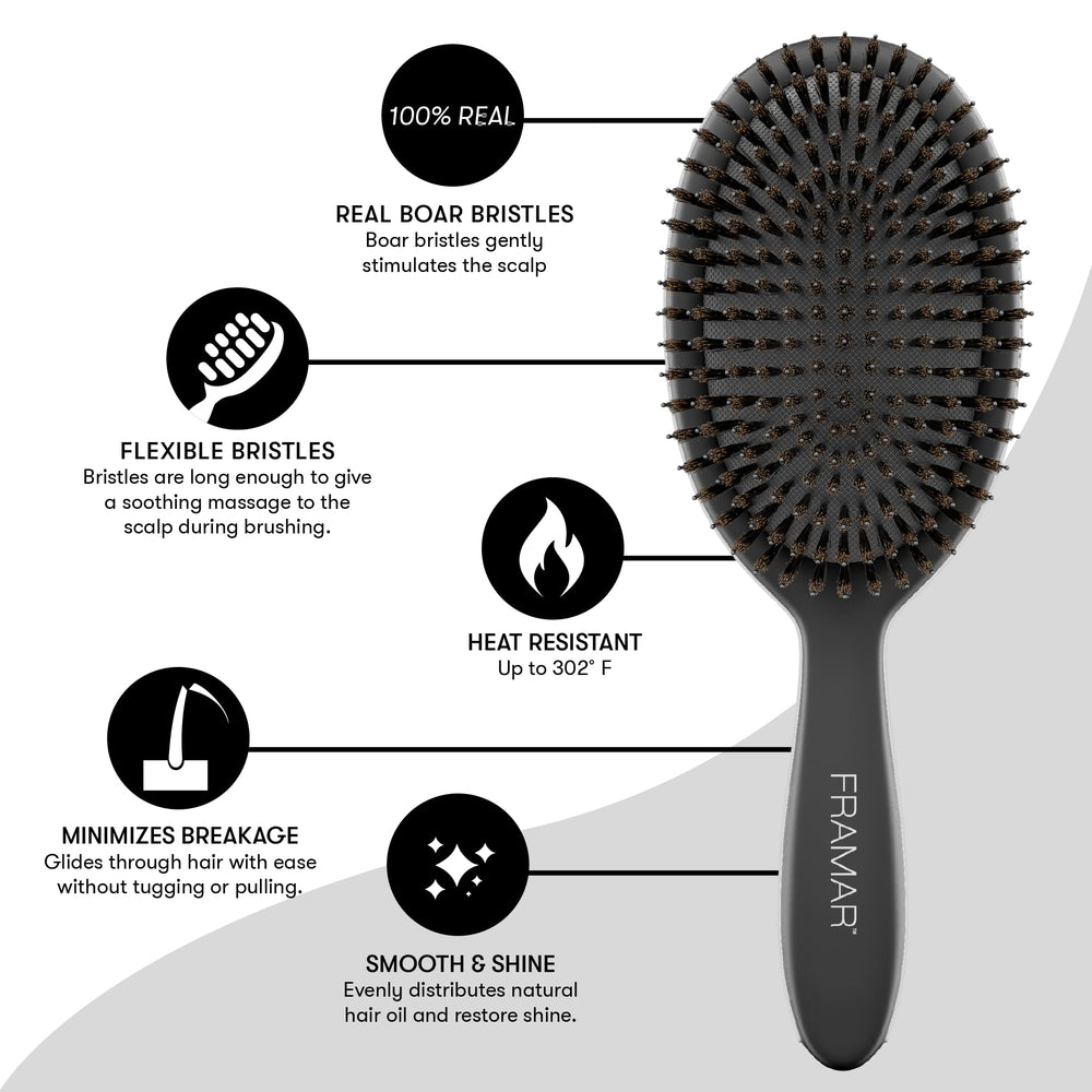 FRAMAR frizz-reducing brush smooths cuticle and reduces static for better manageability