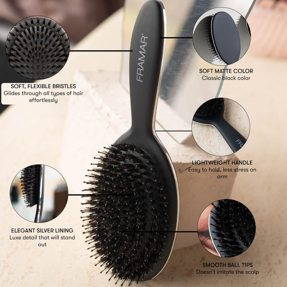 FRAMAR gentle detangling brush eases knots for fine hair without breakage