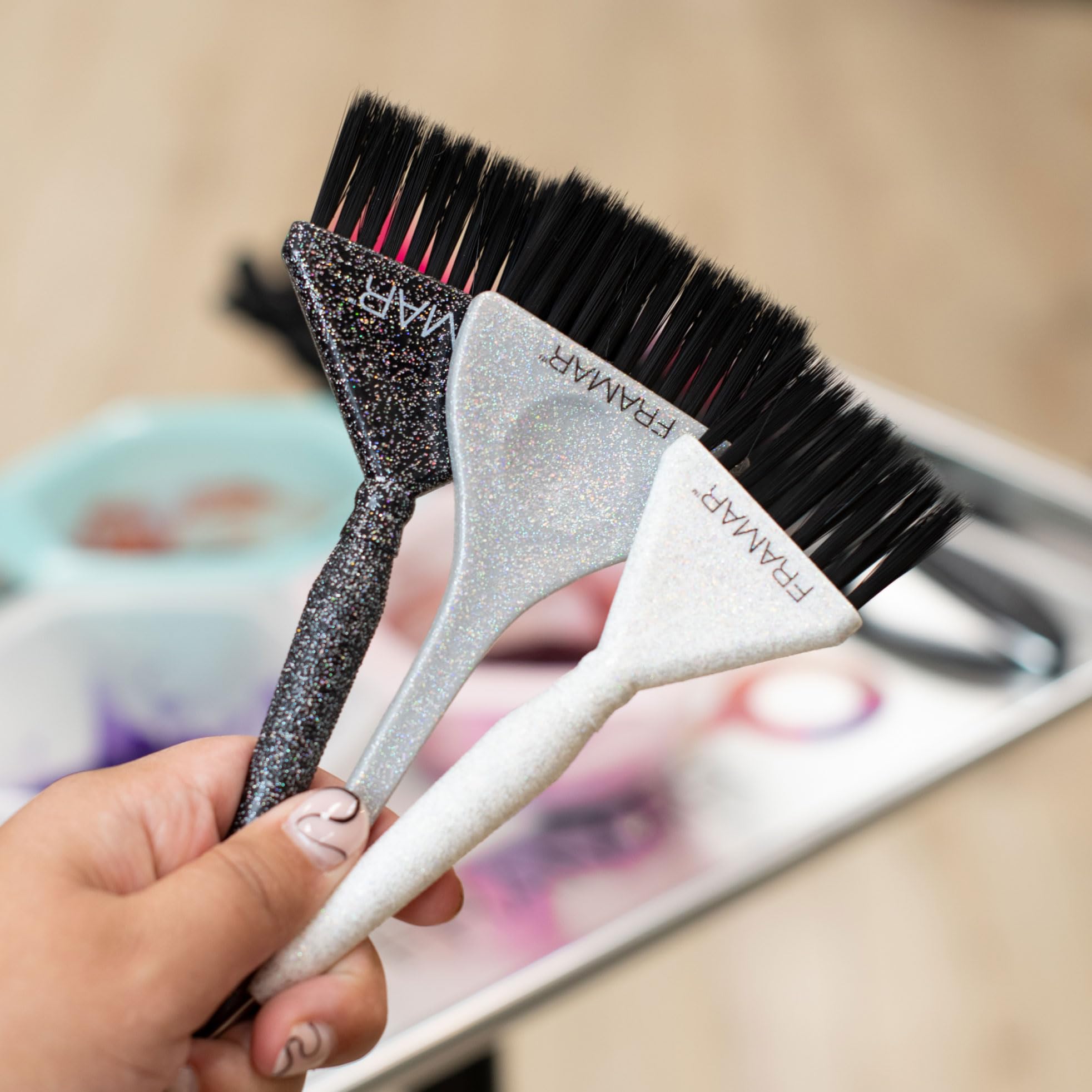 FRAMAR glitter color brush precision brush for detailed color placement with metal pin tail