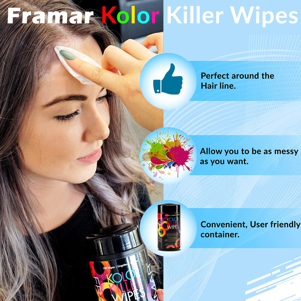 Framar Kolor Killer Wipes with fresh scent for a pleasant experience.