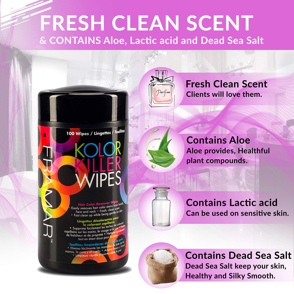 Framar Kolor Killer Wipes ideal for clients during color sessions.